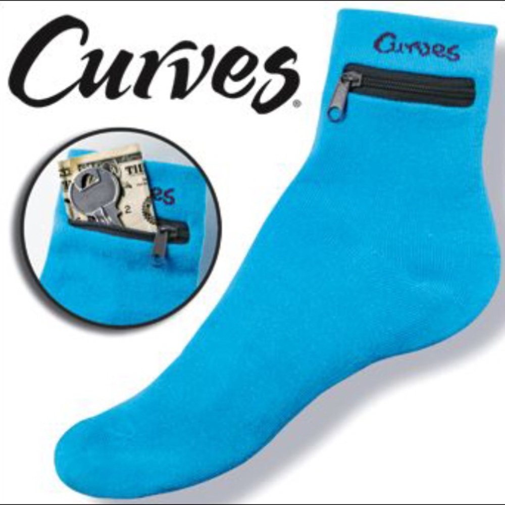 Curves Ankle Socks with Zippered Pocket